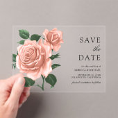 Invitations En Acrylique Rustique Dusty Pêcher Roses mariage Enregistrer la (In situ (ordinateur de poche))