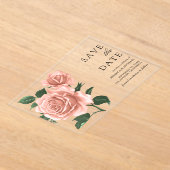 Invitations En Acrylique Rustique Dusty Pêcher Roses mariage Enregistrer la (Poser)