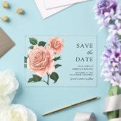 Invitations En Acrylique Rustique Dusty Pêcher Roses mariage Enregistrer la (Insitu (Mariage))