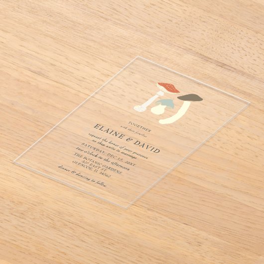 Invitations En Acrylique Rustique Elegant Bois Wild Champhrooms Mariage (Poser)