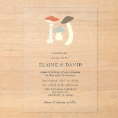 Invitations En Acrylique Rustique Elegant Bois Wild Champhrooms Mariage (Recto)