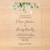 Invitations En Acrylique Rustique Eucalyptus Mariage de verdure (Recto)