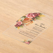 Invitations En Acrylique Rustique Floral Citrouille Friendsgiving Thanksgiv (Poser)