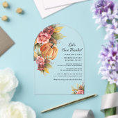 Invitations En Acrylique Rustique Floral Citrouille Friendsgiving Thanksgiv (Insitu (Mariage))