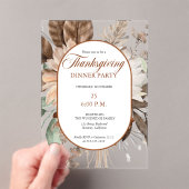 Invitations En Acrylique Rustique Floral Muet Tonalités Thanksgiving Dîner (In situ (ordinateur de poche))