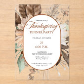 Invitations En Acrylique Rustique Floral Muet Tonalités Thanksgiving Dîner (Recto)