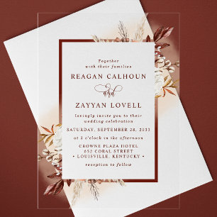Invitations En Acrylique Rustique Floral Terracotta Pampas Mariage en laito