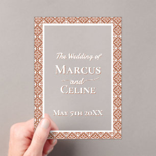 Invitations En Acrylique Rustique Luxe Terracotta Carrelage Burnt Orange Ma
