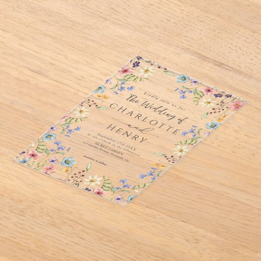 Invitations En Acrylique Rustique Simple Fleur sauvage Blanc Printemps mari (Poser)