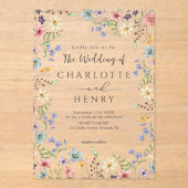 Invitations En Acrylique Rustique Simple Fleur sauvage Blanc Printemps mari (Recto)