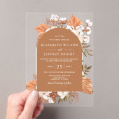 Invitations En Acrylique Rustique Terracotta Boho Pampas Arché Mariage (In situ (ordinateur de poche))