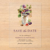 Invitations En Acrylique Rustique violet Fig Mason Jar Mariage Enregistrer  (Recto)