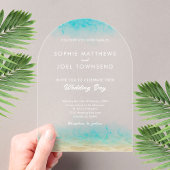 Invitations En Acrylique Sable & Mer Turquoise White Beach Mariage à thème