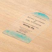 Invitations En Acrylique Sable moderne et plage Turquoise de mer Mariage à  (Poser)