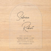 Invitations En Acrylique Sabrina Mariage moderne Enregistrer la date (Recto)