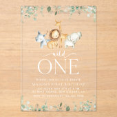 Invitations En Acrylique Safari Animaux, Jungle, Sauvage Un, Premier Annive (Recto)