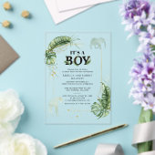 Invitations En Acrylique Safari Elephant Giraffe Baby shower garçon (Insitu (Mariage))