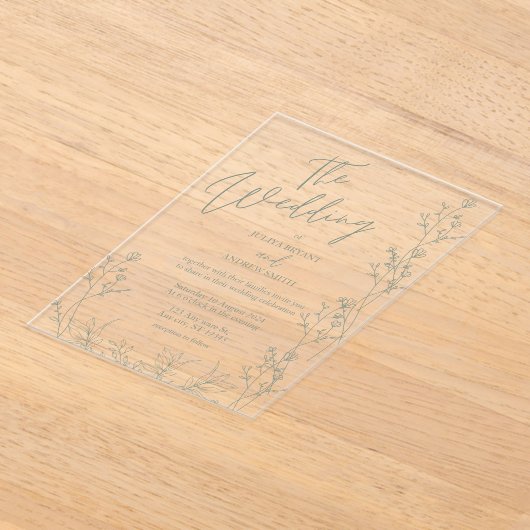 Invitations En Acrylique Saga green script mariage tendance (Poser)