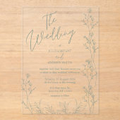 Invitations En Acrylique Saga green script mariage tendance (Recto)