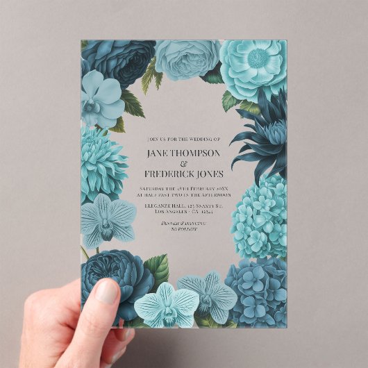 Invitations En Acrylique Sage Blue, Glacier Teal & Ice Mint Wedding (In situ (ordinateur de poche))