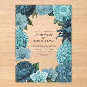 Invitations En Acrylique Sage Blue, Glacier Teal & Ice Mint Wedding (Recto)