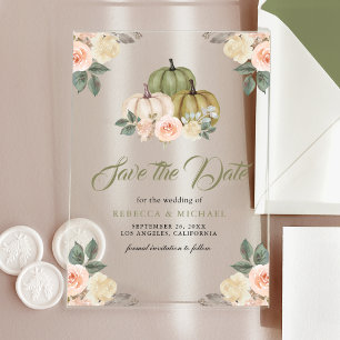Invitations En Acrylique Sage Citrouille Pêche Floral Mariage Épargnez la D