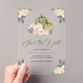 Invitations En Acrylique Sage Citrouille Pêcher mariage floral Enregistrer  (In situ (ordinateur de poche))