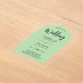 Invitations En Acrylique Sage Green Arch mariage acrylique invite moderne (Poser)