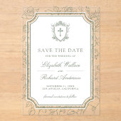 Invitations En Acrylique Sage Green Catholic Wedding Save the Date (Recto)