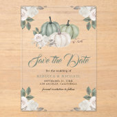 Invitations En Acrylique Sage Green Citrouille mariage floral Enregistrer l (Recto)