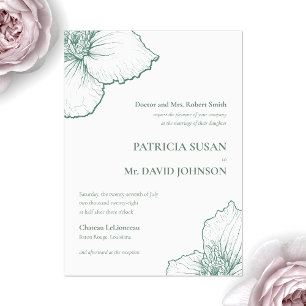 Invitations En Acrylique Sage Green Elegant Clematis Tirée Floral Mariage