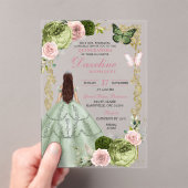 Invitations En Acrylique Sage Green et Blush Princess Quinceanera (In situ (ordinateur de poche))