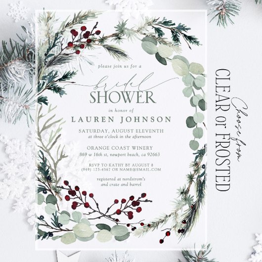 Invitations En Acrylique Sage Green Eucalyptus Fête des mariées Berry verte