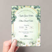Invitations En Acrylique Sage Green Eucalyptus Green Botanical Wedding (In situ (ordinateur de poche))