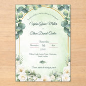 Invitations En Acrylique Sage Green Eucalyptus Green Botanical Wedding (Recto)