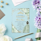 Invitations En Acrylique Sage Green Floral Brown Princesse Or Quinceañera (Insitu (Mariage))
