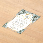 Invitations En Acrylique Sage Green Floral or Arch Mariage musulman (Poser)