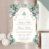 Invitations En Acrylique Sage Green Floral or Arch Mariage musulman