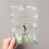 Invitations En Acrylique Sage Green Forest Winter Princess Mis Quince (In situ (ordinateur de poche))