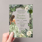 Invitations En Acrylique Sage Green Forêt Whimsical Quinceanera (In situ (ordinateur de poche))