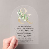 Invitations En Acrylique Sage Greenery Gold Ampersand Wedding (In situ (ordinateur de poche))