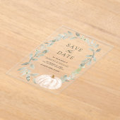 Invitations En Acrylique Sage Greenery White Citrouille Wedding Enregistrer (Poser)