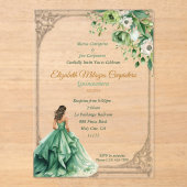 Invitations En Acrylique Sage vert de forêt enchantée Quinceañera (Recto)