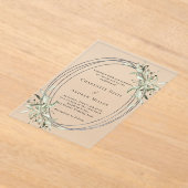 Invitations En Acrylique Sage vert verdure argent cadre clair mariage (Poser)