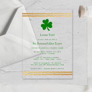 Invitations En Acrylique Saint-Patrick élégant avec feuille d'or