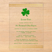 Invitations En Acrylique Saint-Patrick élégant avec feuille d'or (Recto)