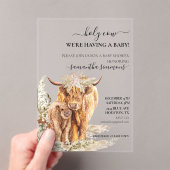 Invitations En Acrylique Saint-Vache Highland Calf Baby shower Boho (In situ (ordinateur de poche))