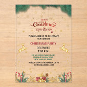 Invitations En Acrylique Saison de vacances sur mesure Elegant Golden Reind (Recto)