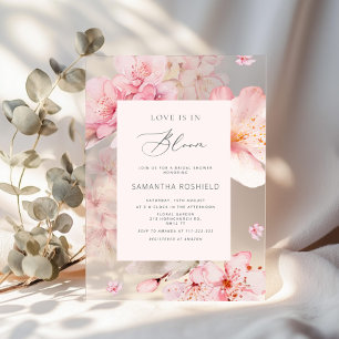 Invitations En Acrylique Sakura Love est sous la douche nuptiale en fleurs