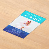 Invitations En Acrylique Salutations À La Moderne Photo Blue (Poser)